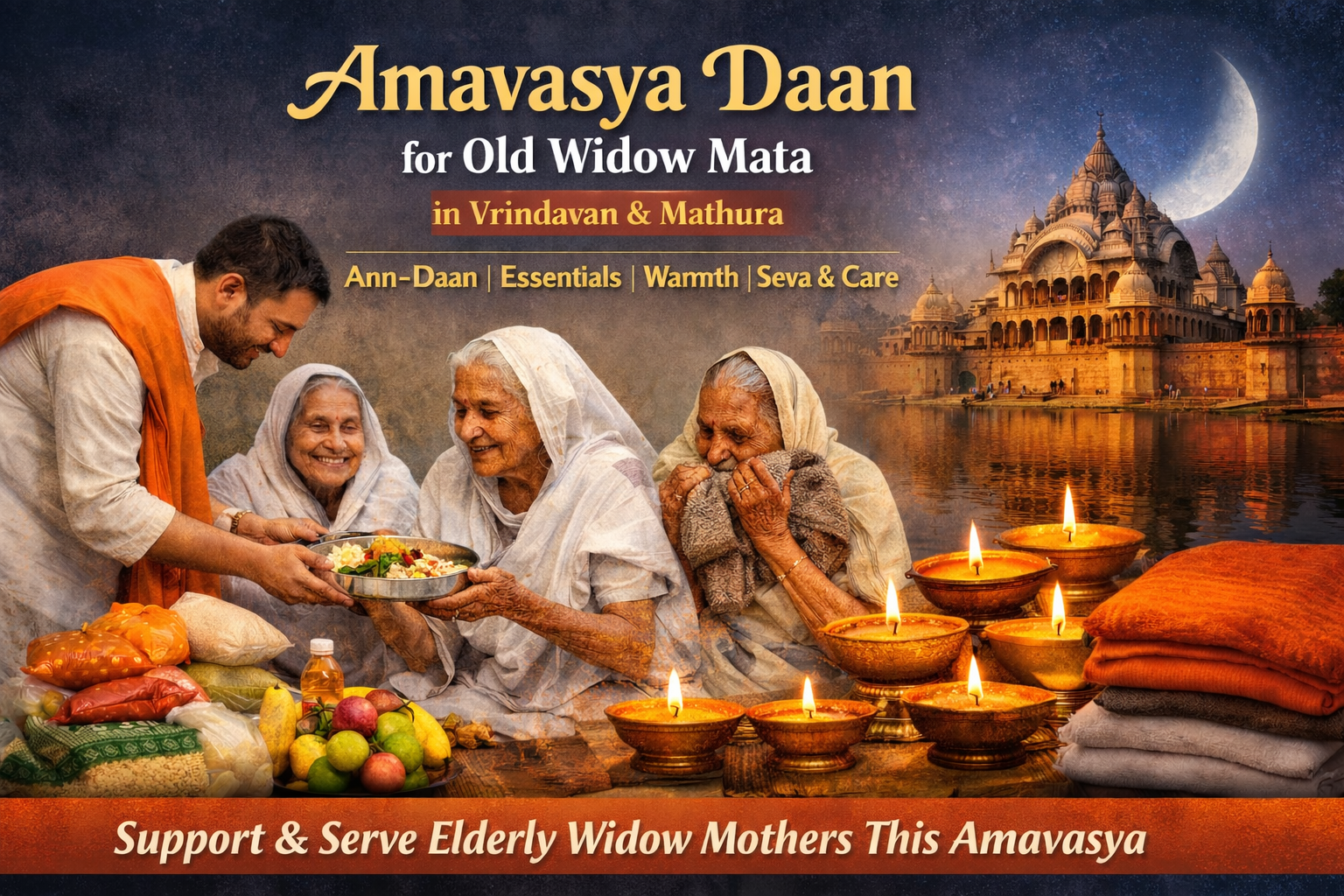 Amavasya Daan for Old Widow Mata in Vrindavan and Mathura