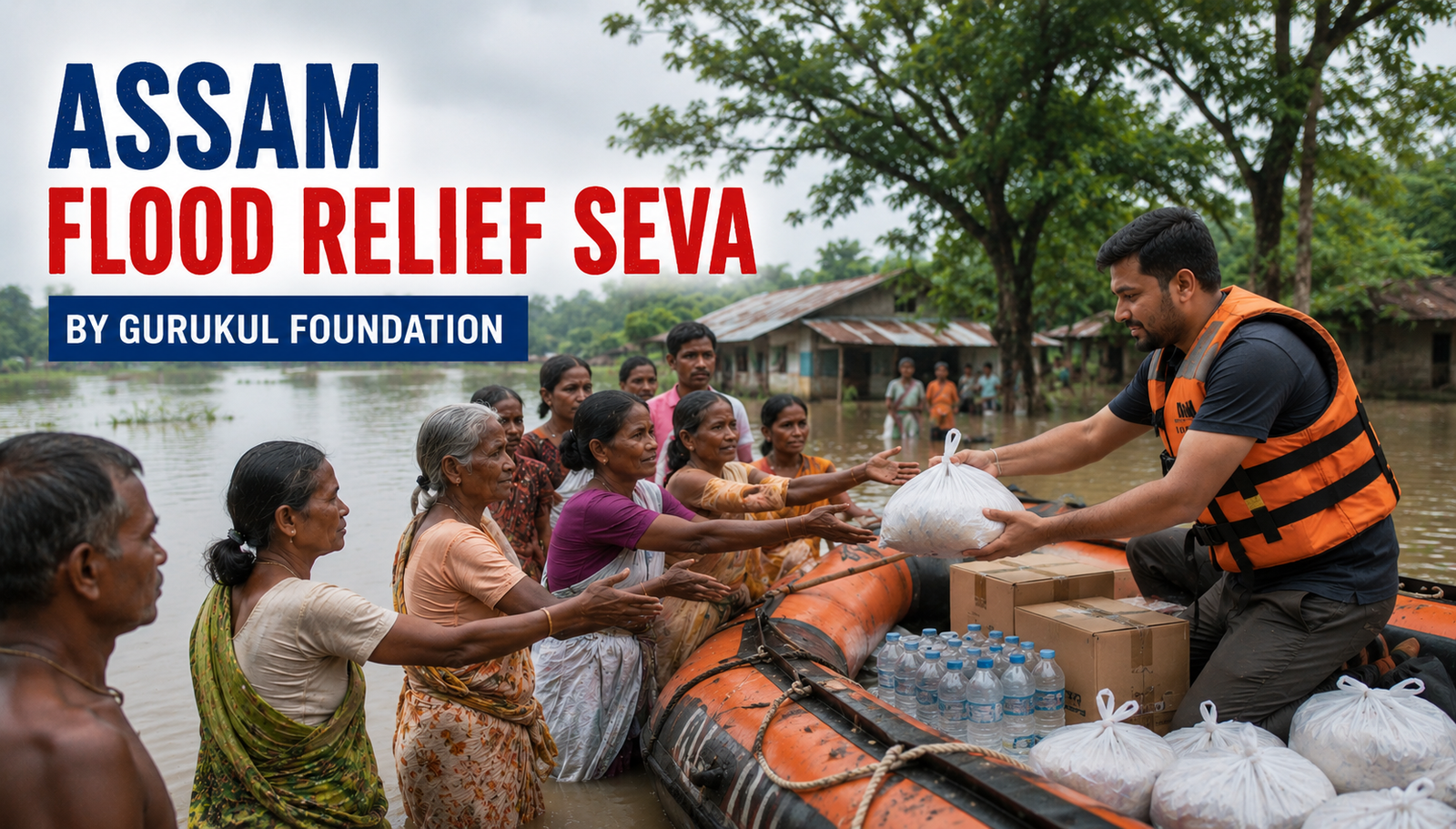 Assam Flood Relief Seva by Gurukul Foundation